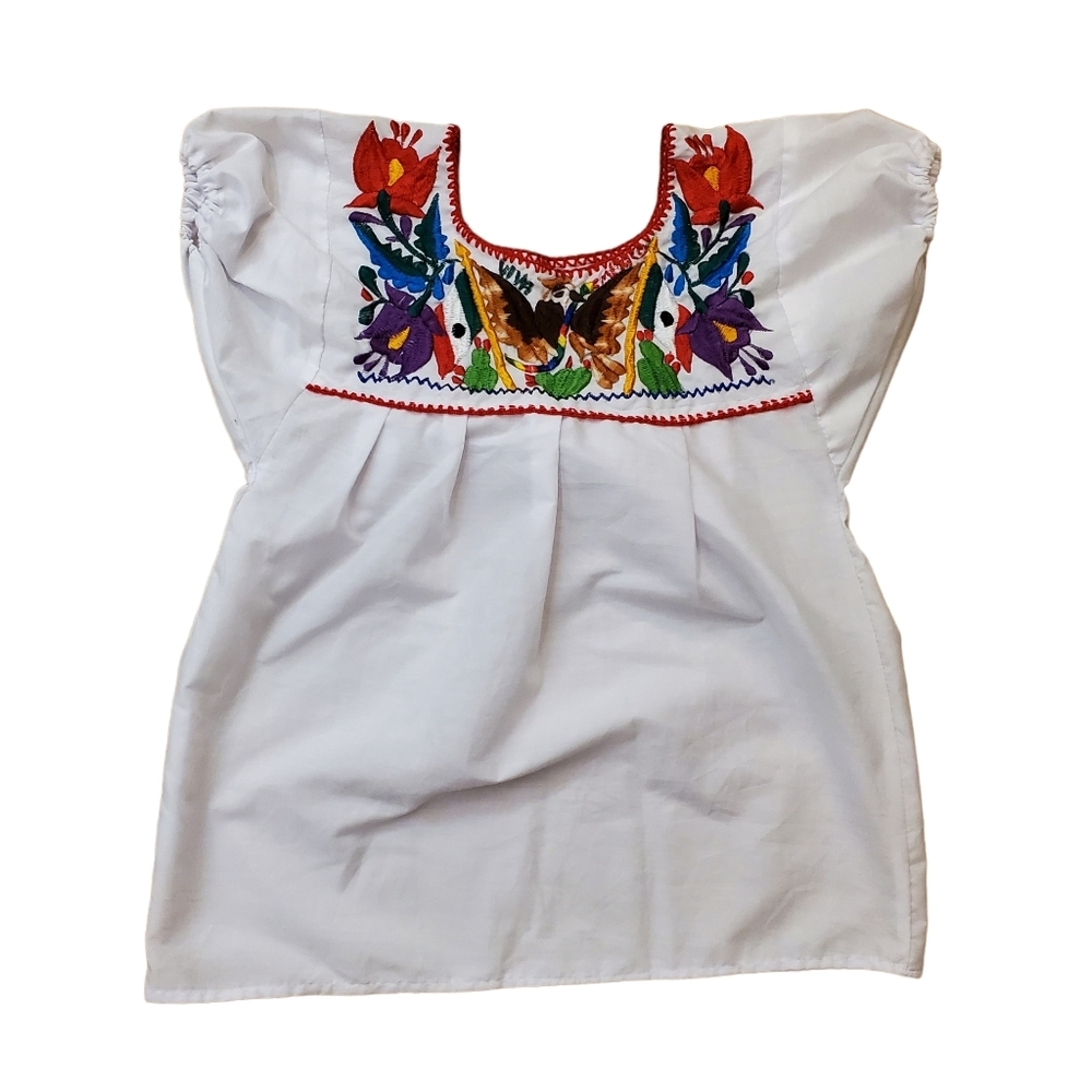 NWOT Girl's‎ Floral Embroidered Central American Peasant Top Size 6-8